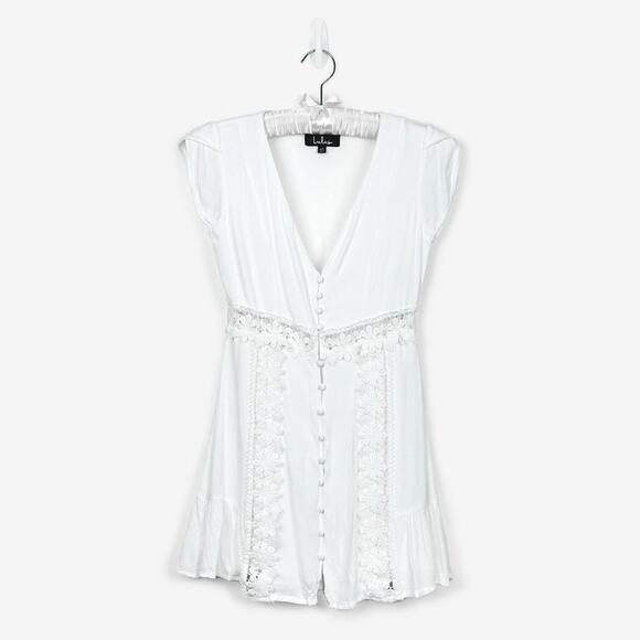 Lulu's Wistful Wanderer Crochet Dress Extra Small White Coastal Bridal Summer - Picture 1 of 4
